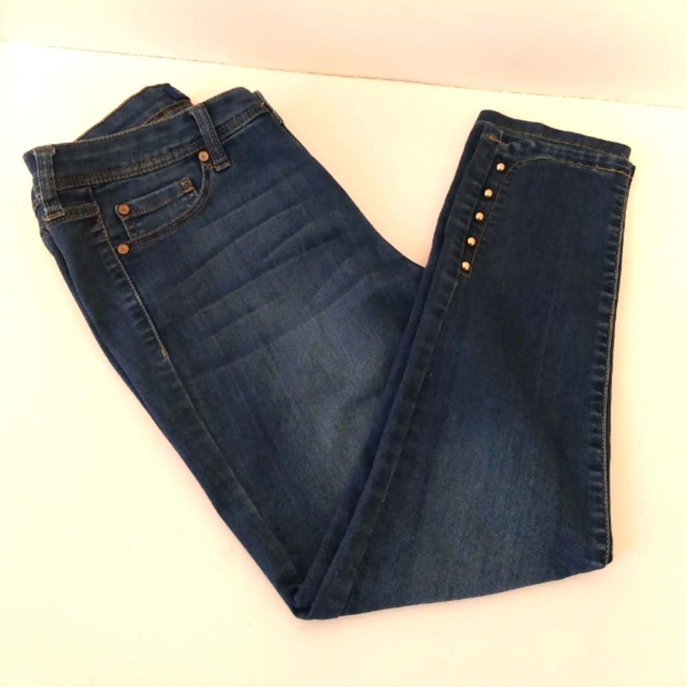 Celebrity Blues Los Angeles Gold Stud Leg Blue Denim Ankle Jeans sz 6 P